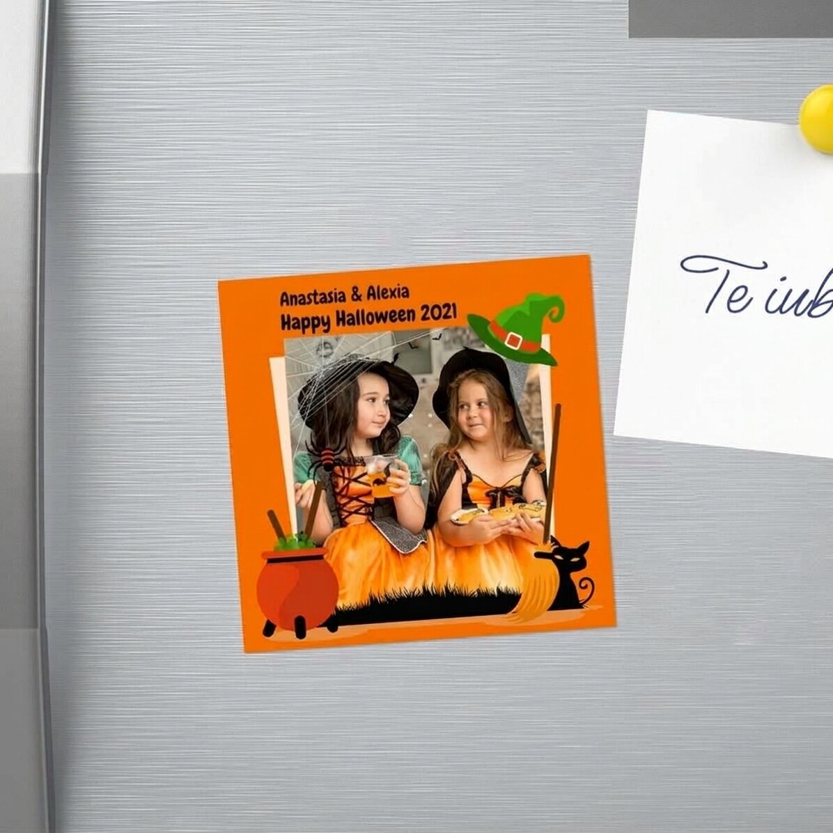 10x10 magnet personalised with a photo and text - Halloween