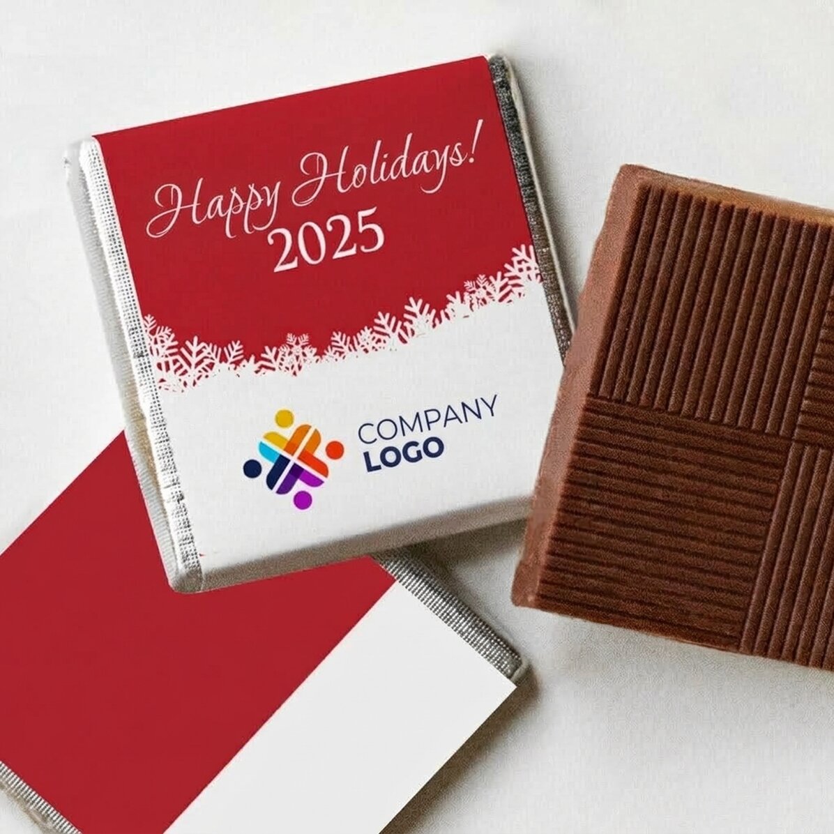 Mini chocolate personalised with logo and message