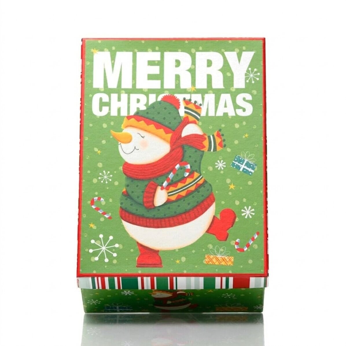 Green Christmas gift box - snowman model