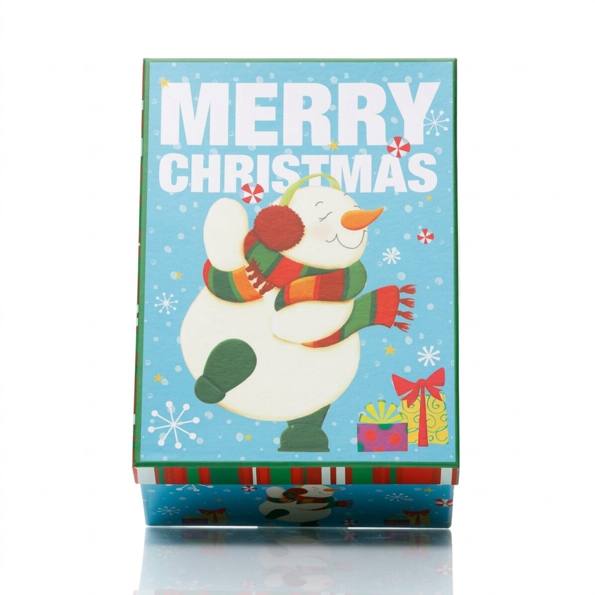 Blue Christmas gift box - snowman design