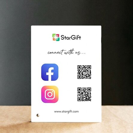 Personalised desk photo frame with text and QR codes - Social Media