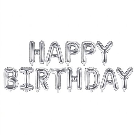 Balloon set - Happy Birthday silver