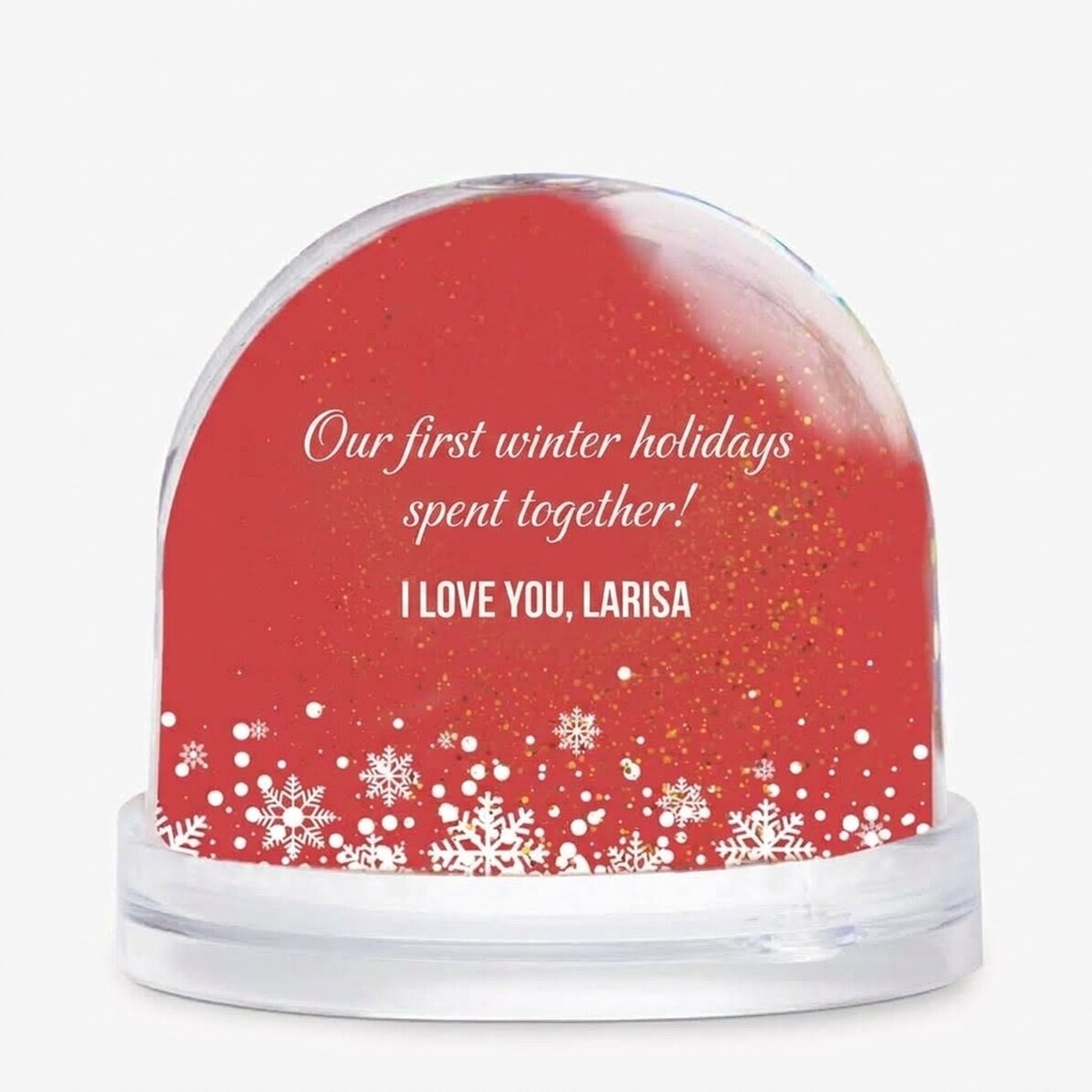 Personalised desk globe with photo and Christmas message
