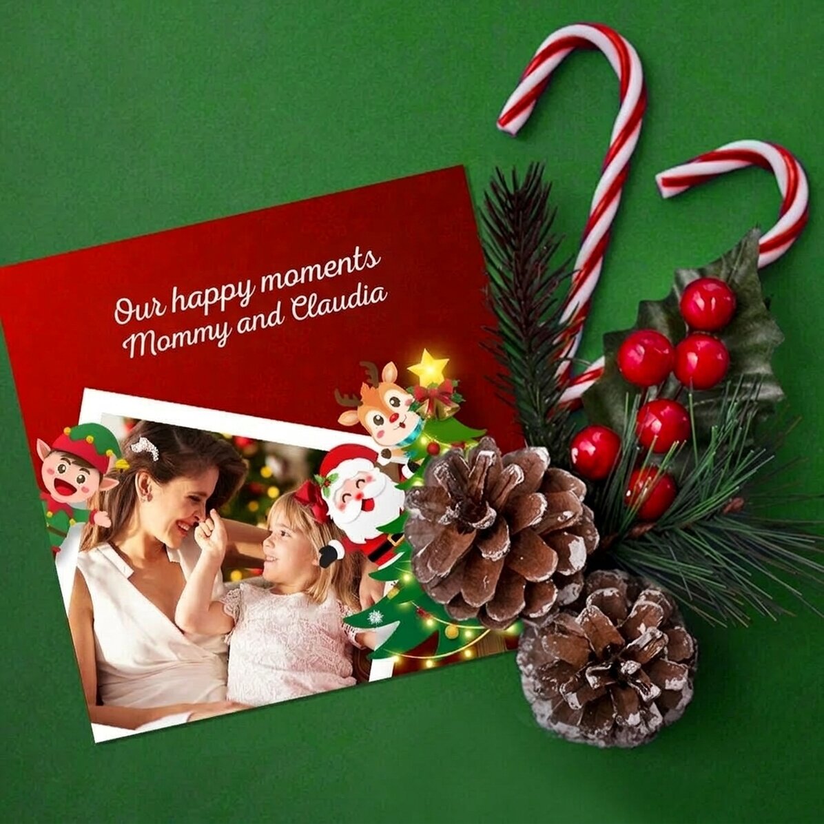Personalised 10x10 magnet with photo and text - Our happy moments