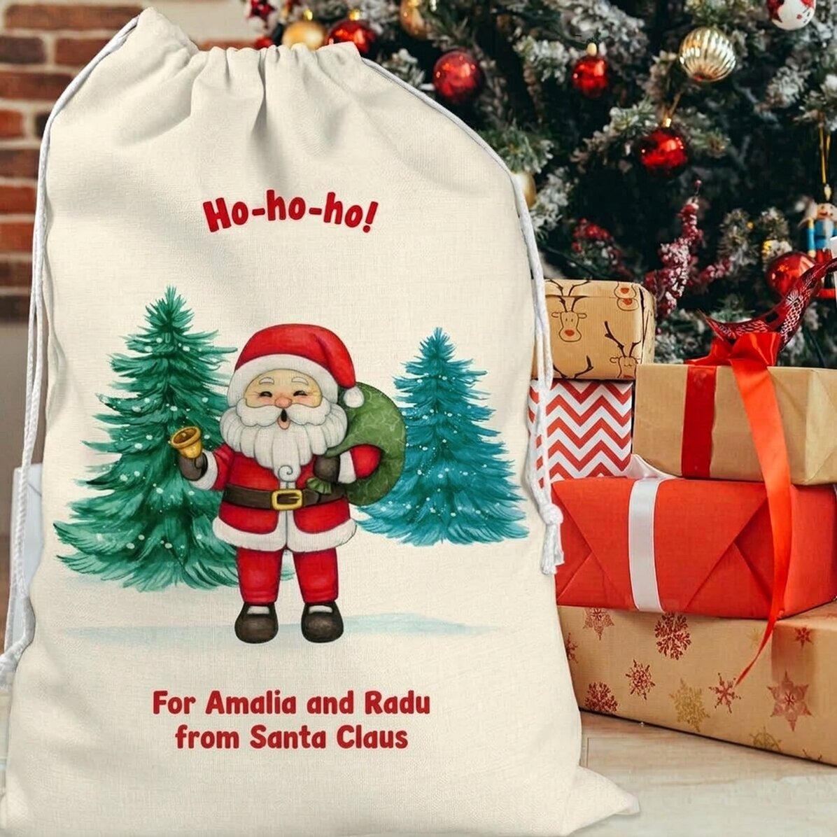 Personalised gift bag with text - From Santa Claus