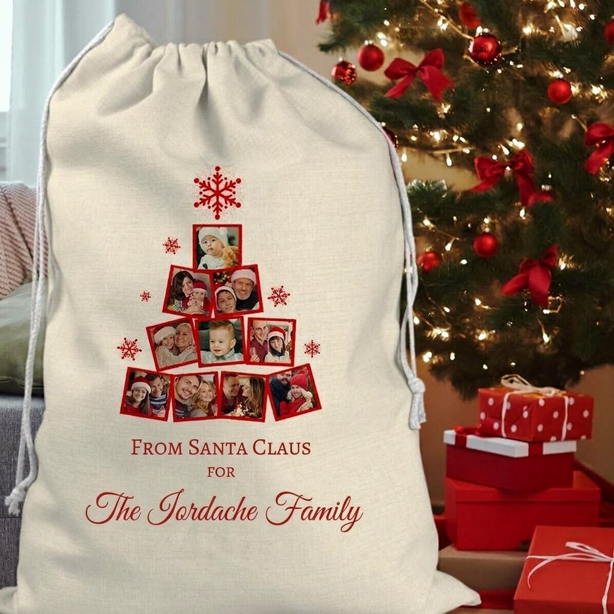 Personalised gift bag with photo collage and message
