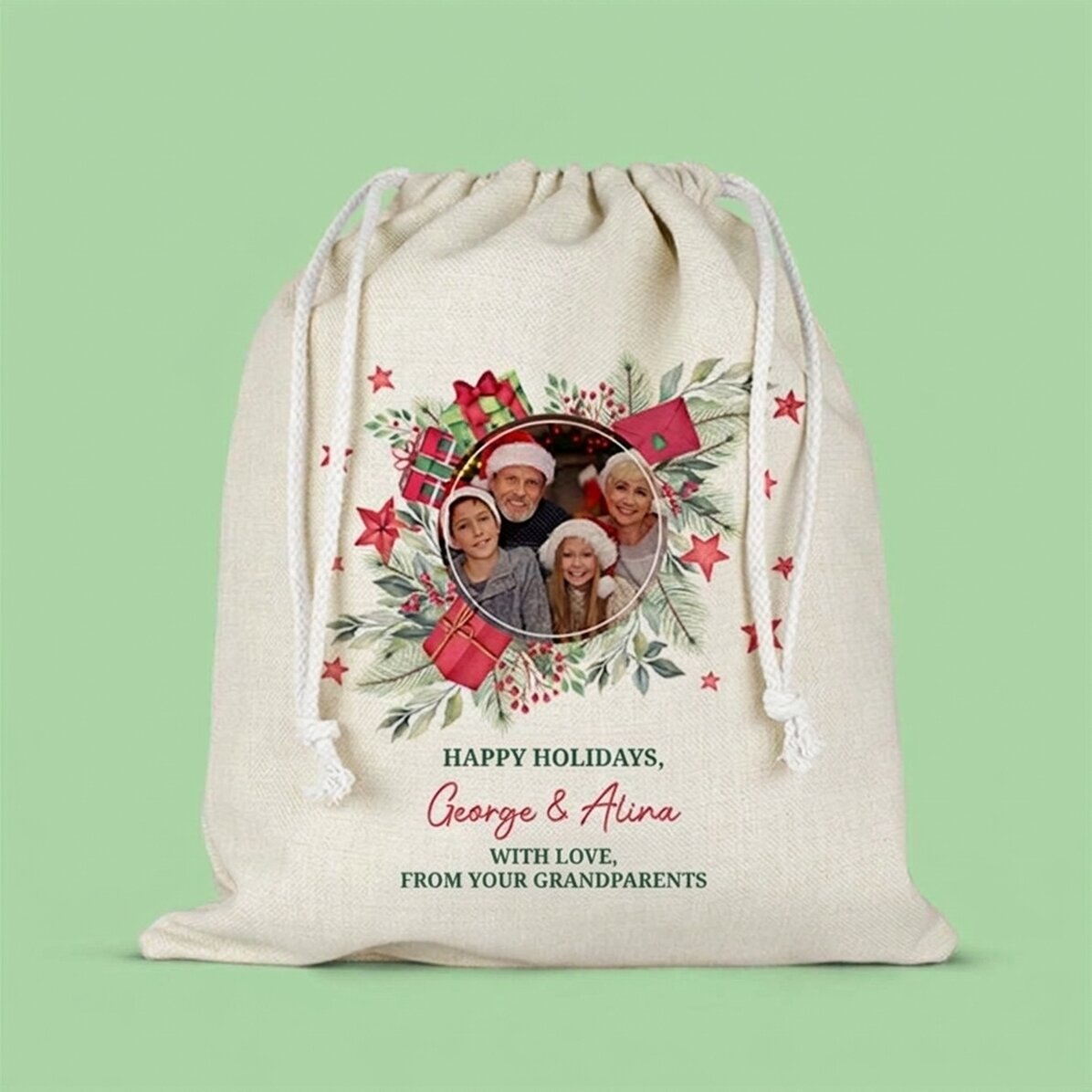 Medium gift bag personalised with a photo and text