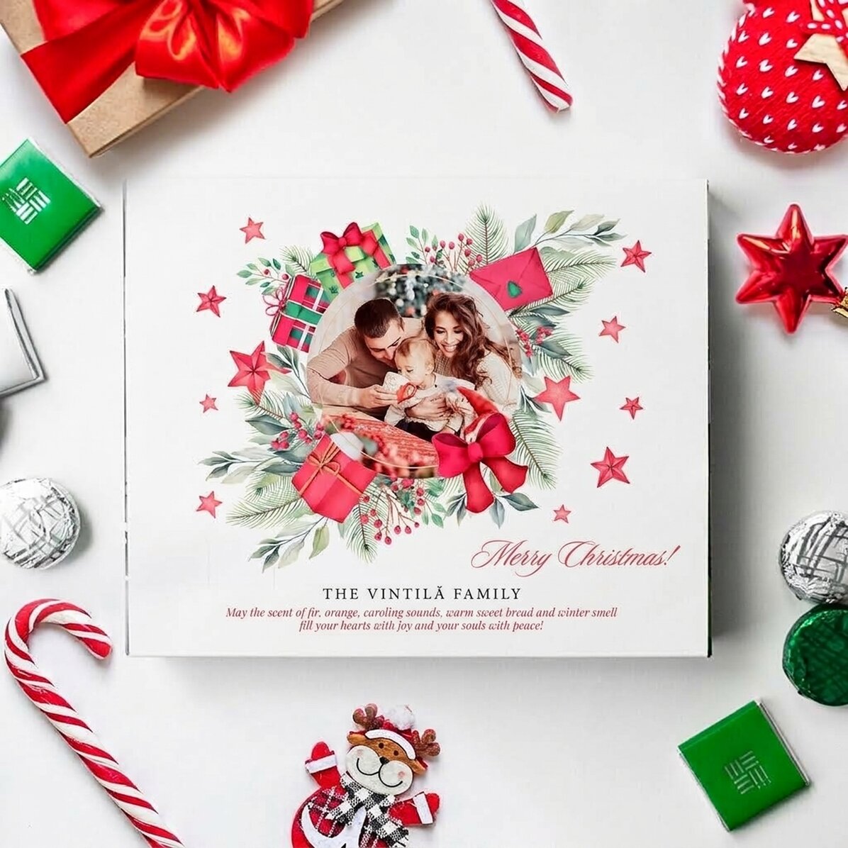 Personalised box of chocolates with text and photo - Christmas greeting
