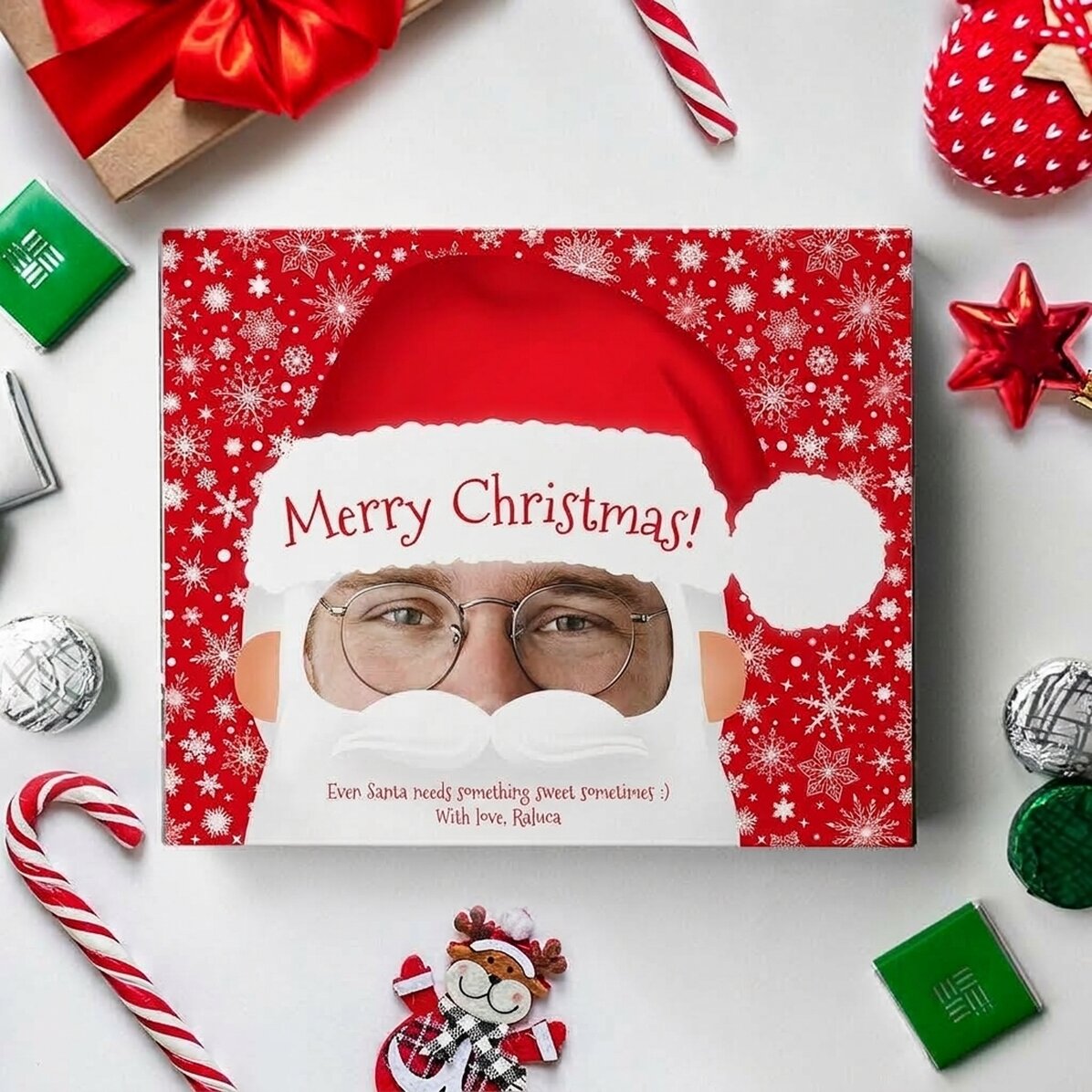 Personalised box of sweets with a photo and text - Father Christmas