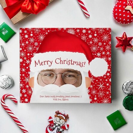 Personalised box of sweets with a photo and text - Father Christmas