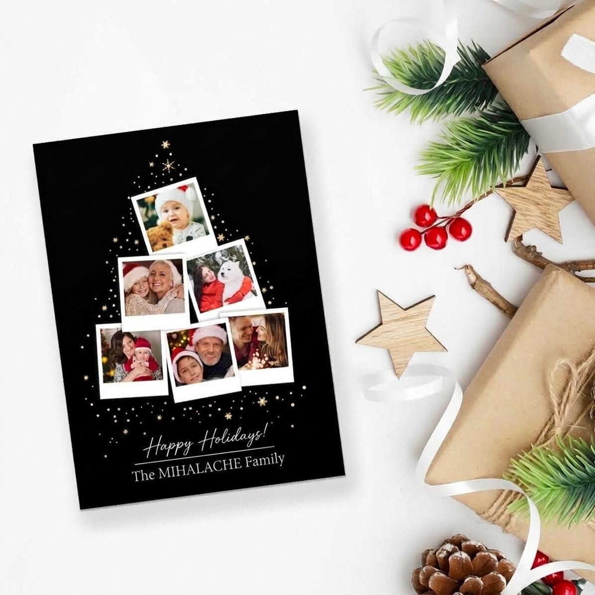 Personalised 13x18cm magnet with photos and text - Christmas Tree