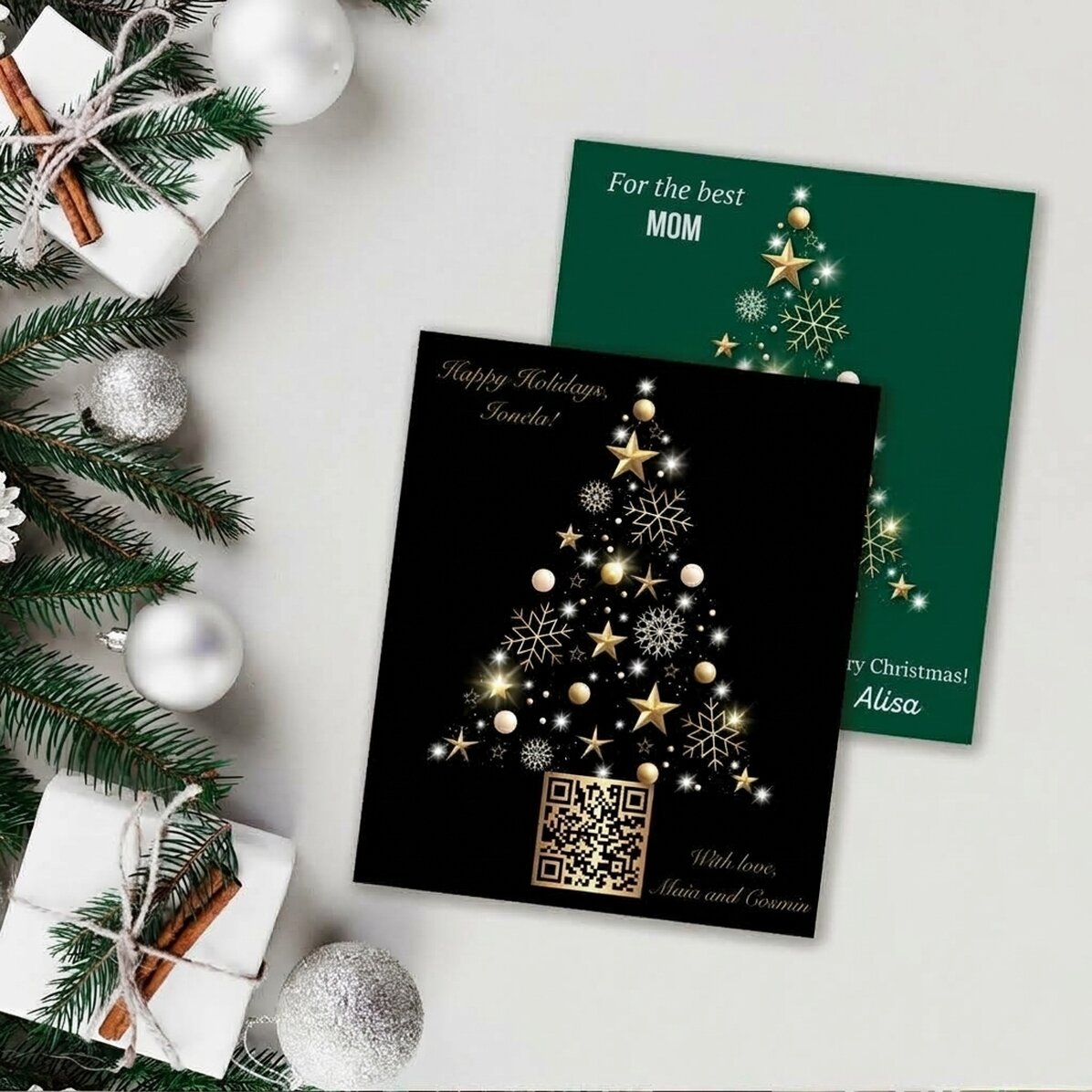 10x12 cm magnet personalised with QR code and Christmas message