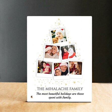 Personalised desk photo frame with pictures and text - Christmas tree