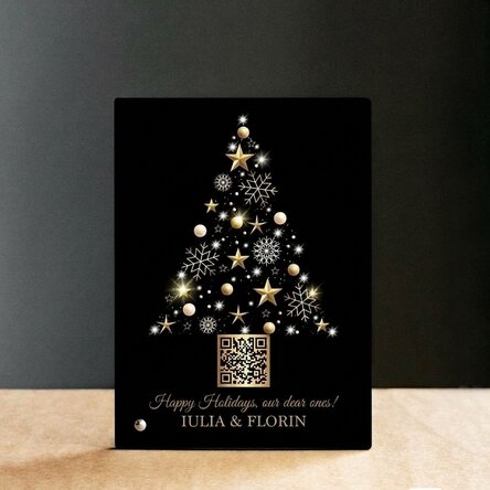 Personalised desk photo frame with QR code and Christmas message