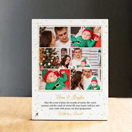 Personalised desk photo frame with pictures and text - Golden stars