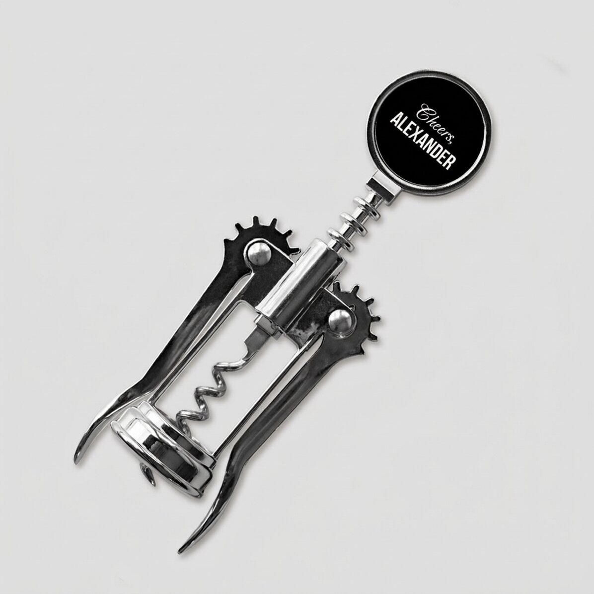 Personalised corkscrew with a photograph and text