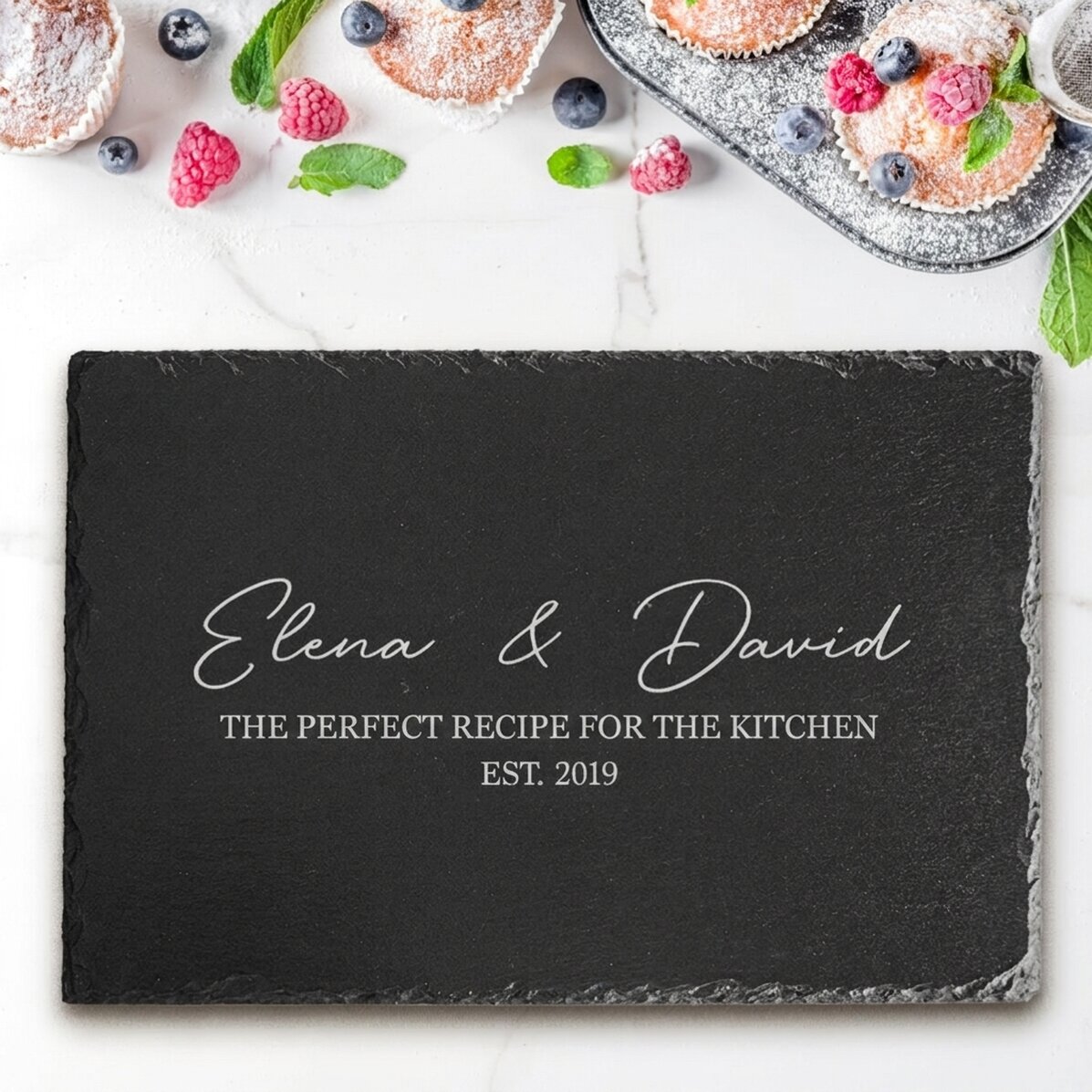 Personalised engraved slate plaque with text - The perfect recipe