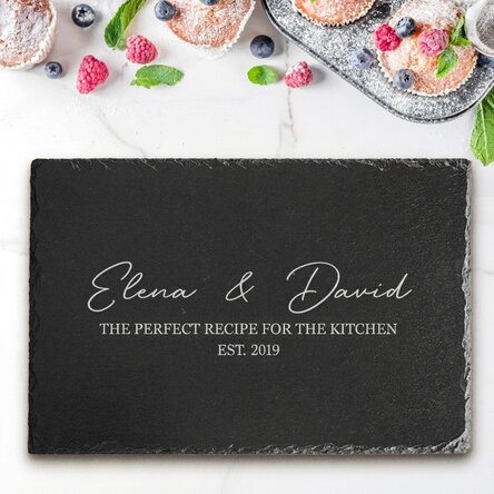 Personalised engraved slate plaque with text - The perfect recipe