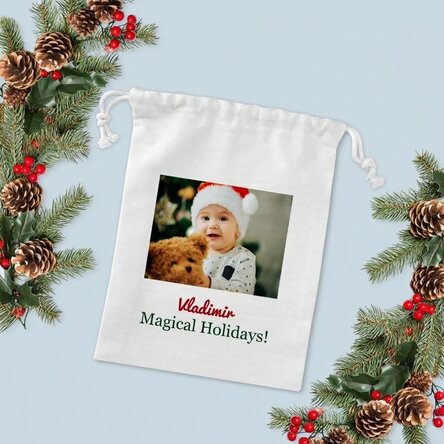 Small gift bag personalised with a photo and text