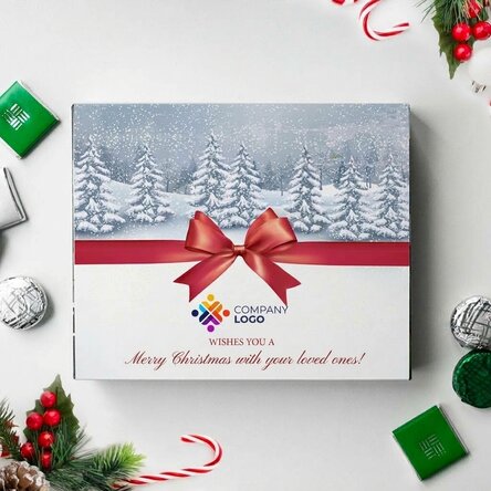 Personalised box of chocolates with logo and text - Merry Christmas!