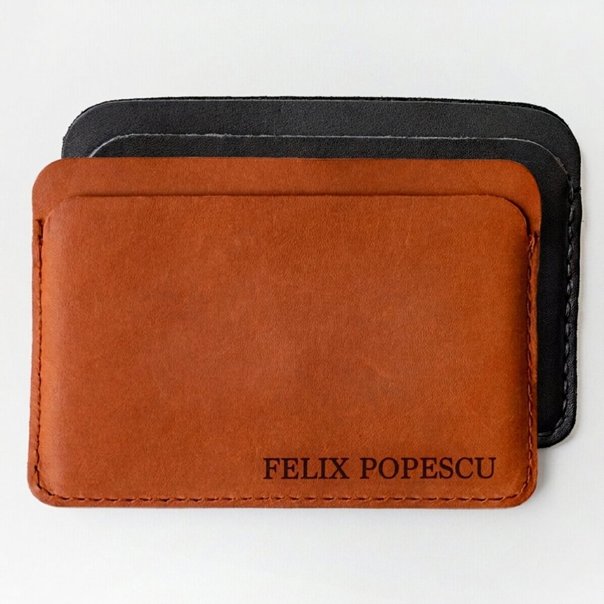 Personalised leather wallet with name