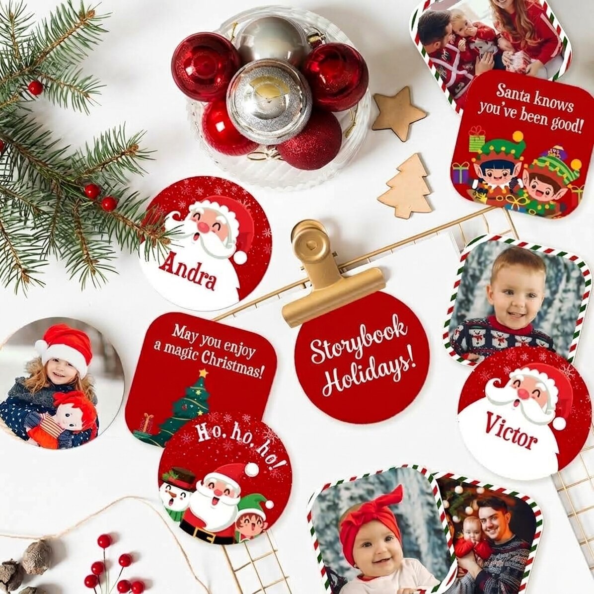 Set of 12 customised stickers (self-adhesive labels) - Merry Christmas!