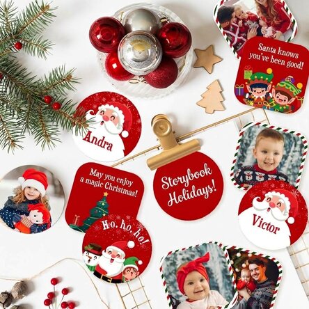 Set of 12 customised stickers (self-adhesive labels) - Merry Christmas!