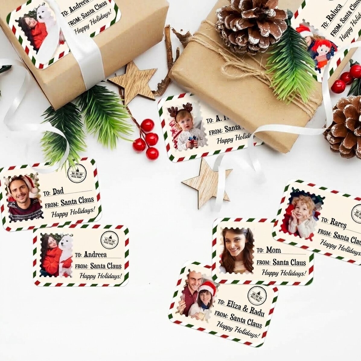 Set of 8 customised stickers (self-adhesive labels) - With love, Santa Claus