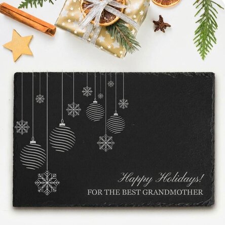 Personalised engraved slate plaque with text - Happy Holidays!