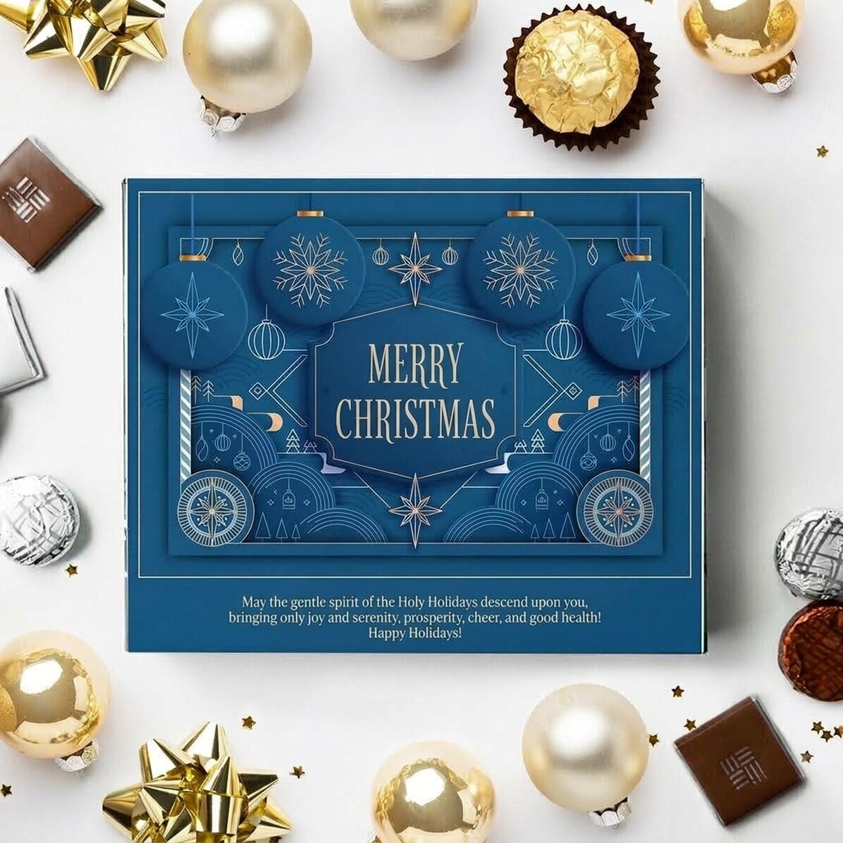 Personalised candy box with text - Blue Christmas