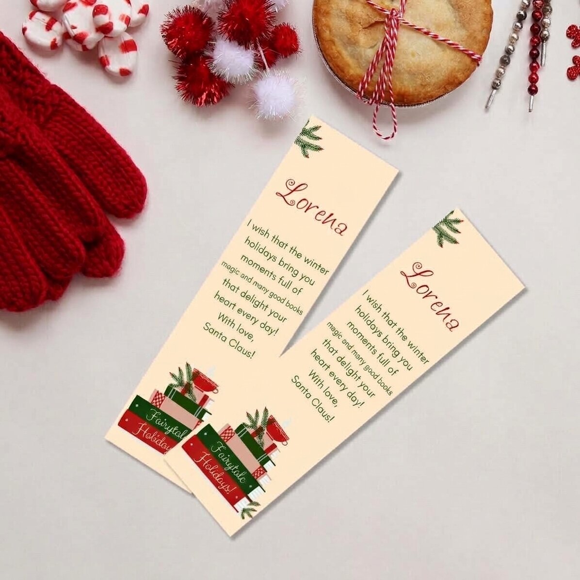 Personalised bookmark with text - Christmas