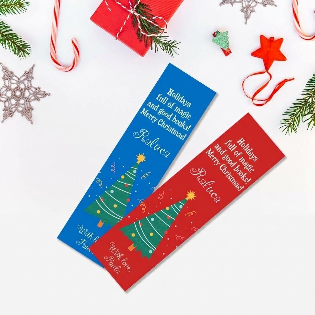 Personalised bookmark with text - Christmas tree