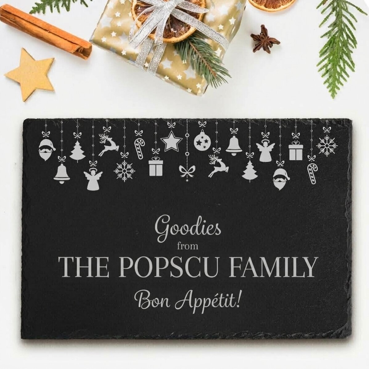 Personalised engraved slate plaque with text - Family treats