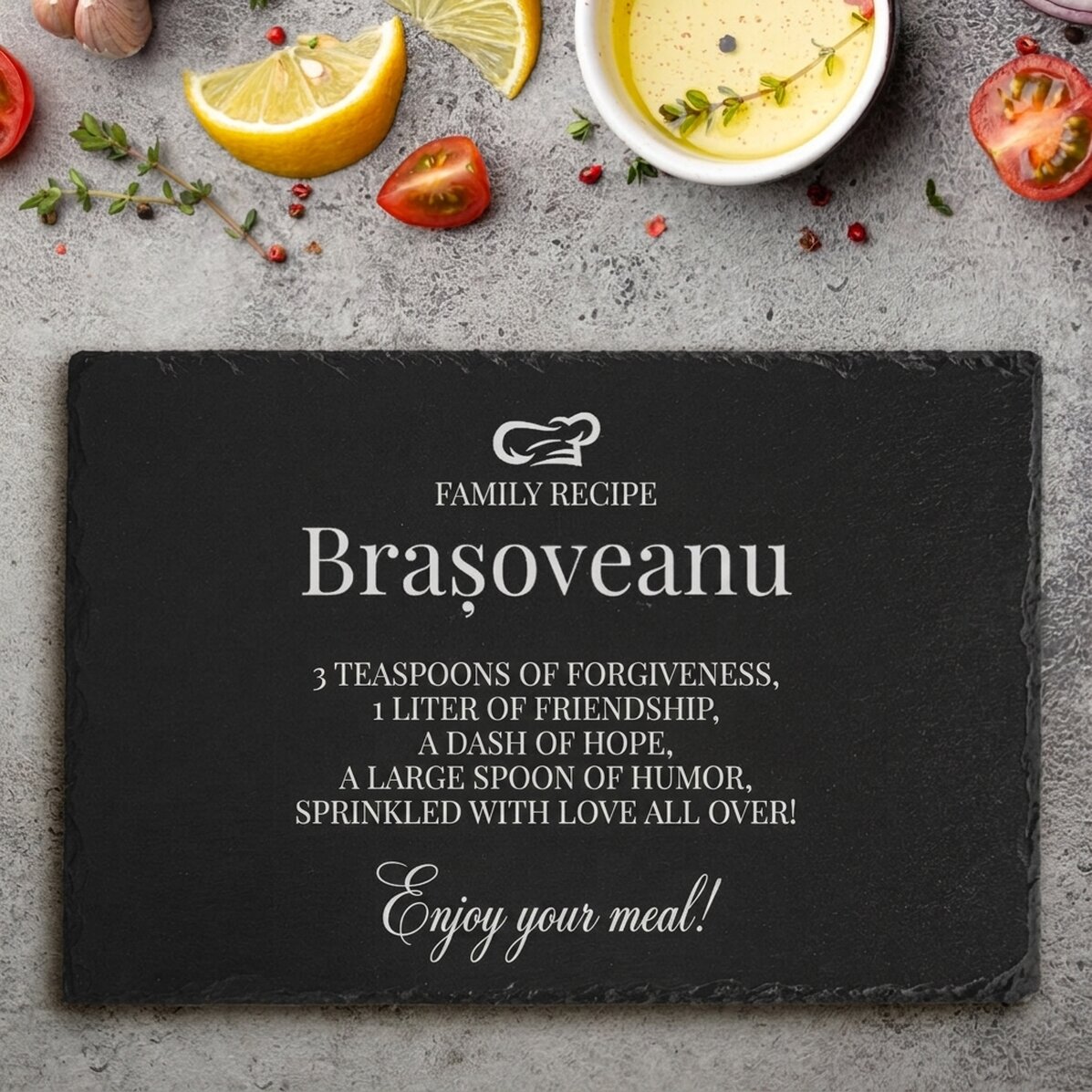 Personalised engraved slate plaque with text - Family recipe