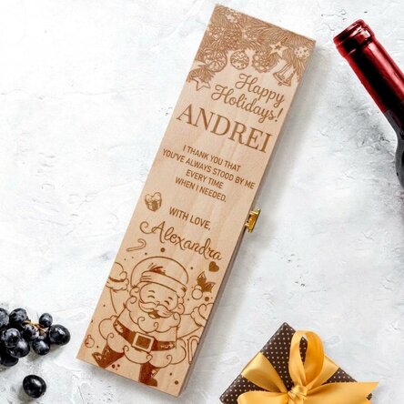 Personalised wine box with a message for the most important person - Happy Holidays