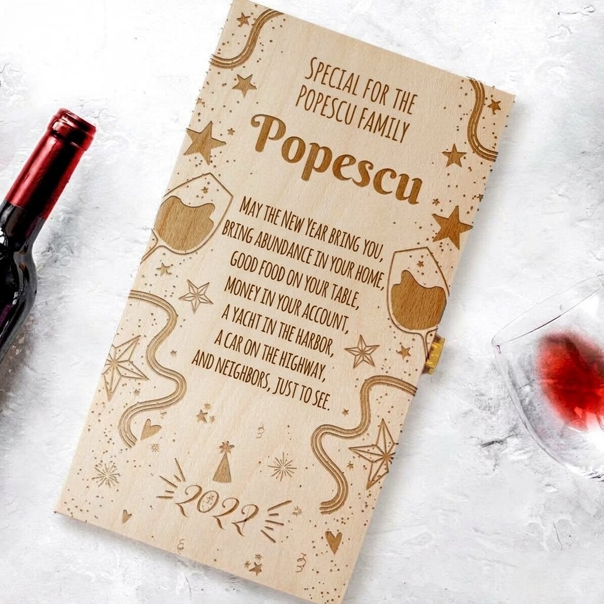 Personalised wine box for two bottles with message - New Year