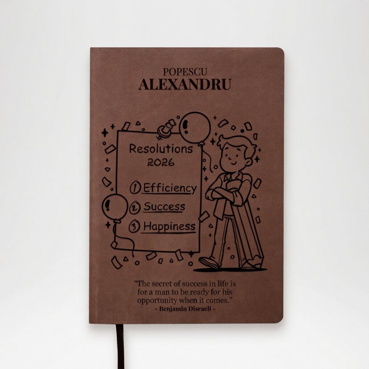 Personalised leather diary with motivational quote - New Year