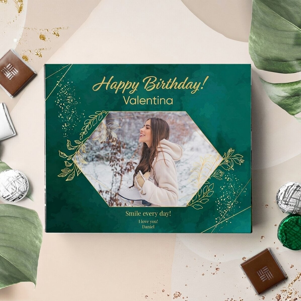 Personalised box of chocolates with photo and text - Happy Birthday!