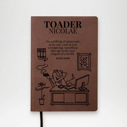 Personalised leather diary with retirement message