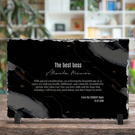 Personalised slate plaque with message for the boss - Happy Birthday!