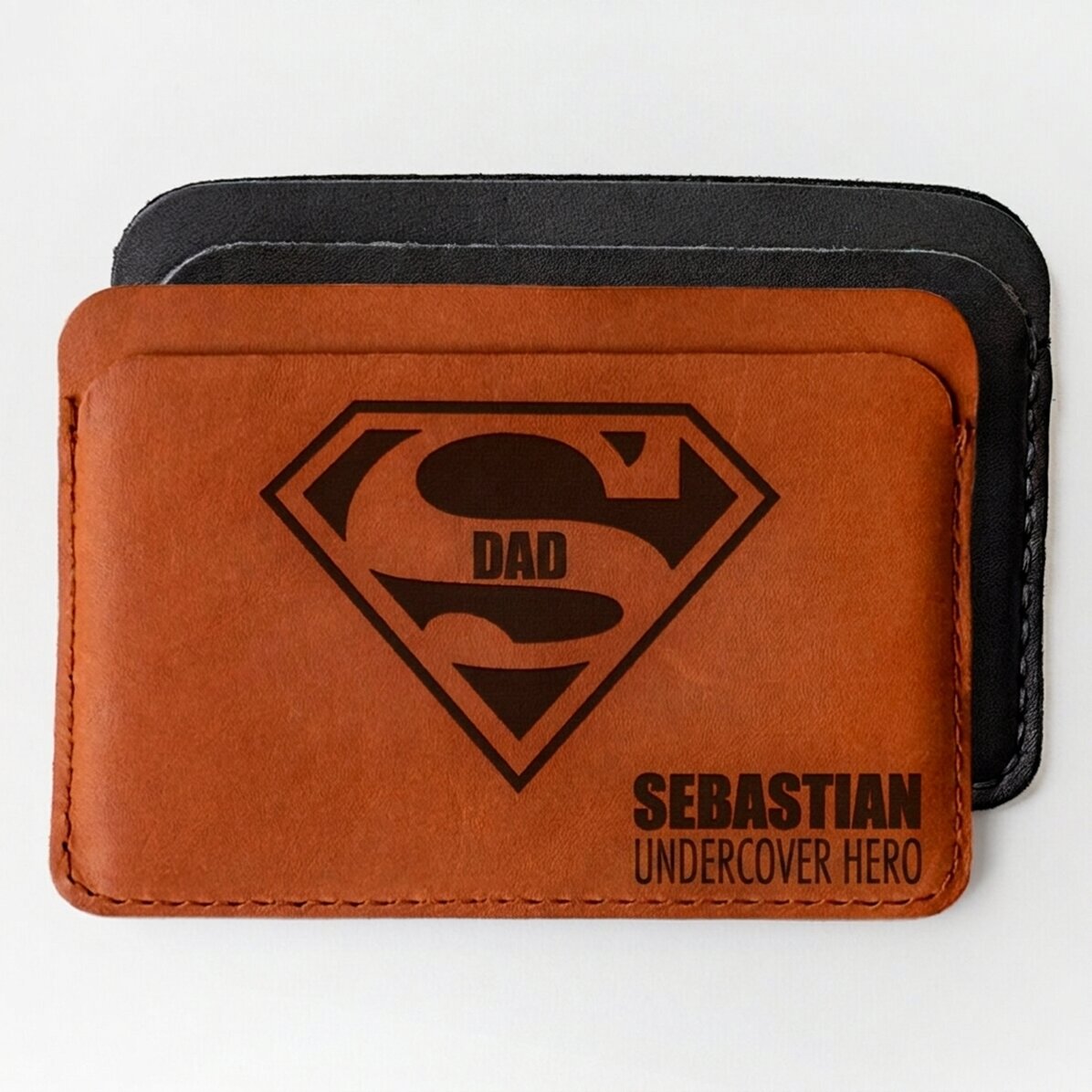 Personalised leather wallet with name - Super DAD