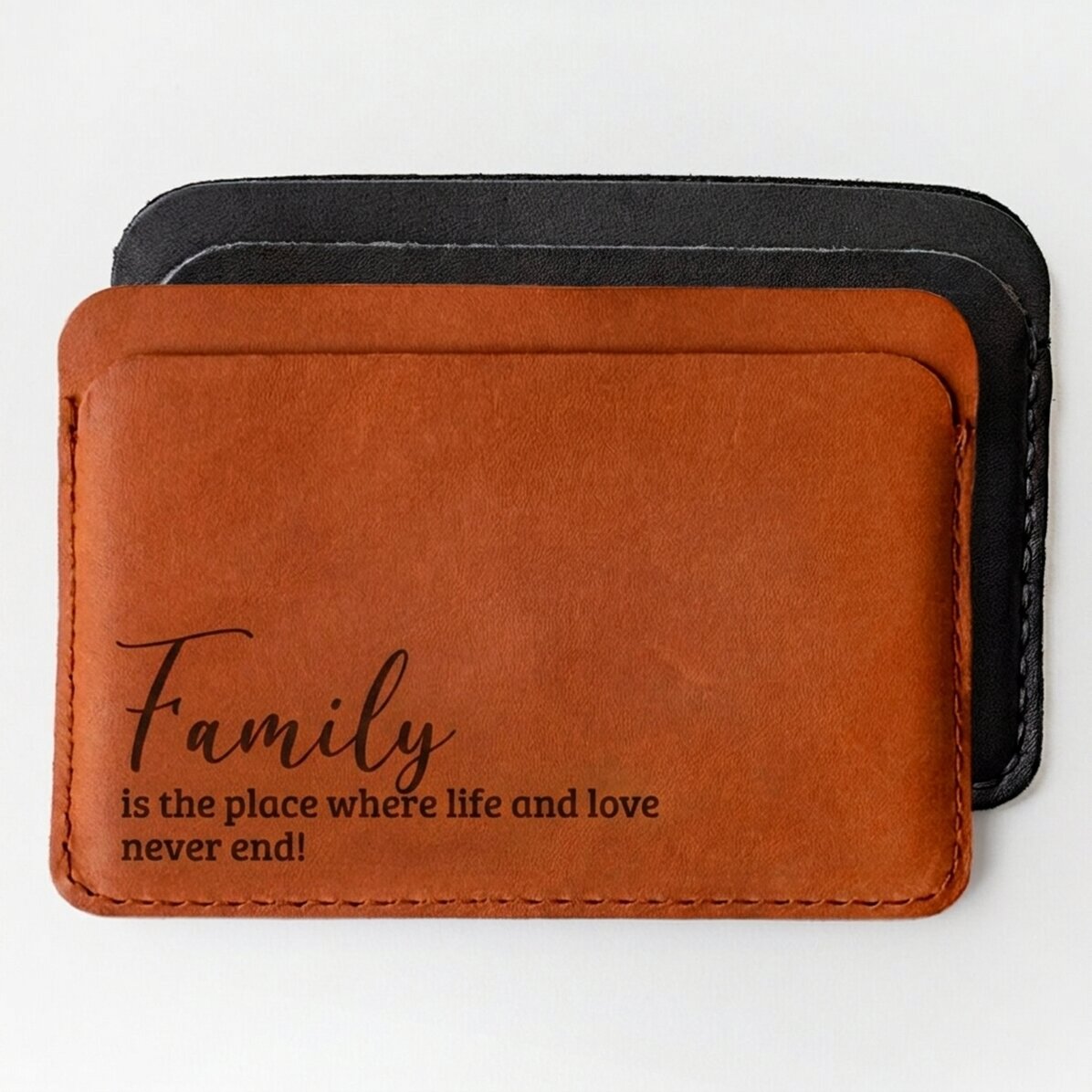 Personalised leather wallet with message - Family