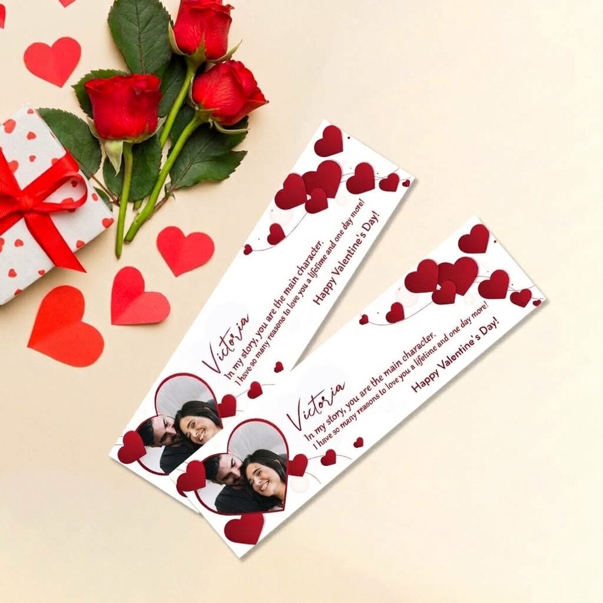 Personalised bookmark with a photo and message - I love you