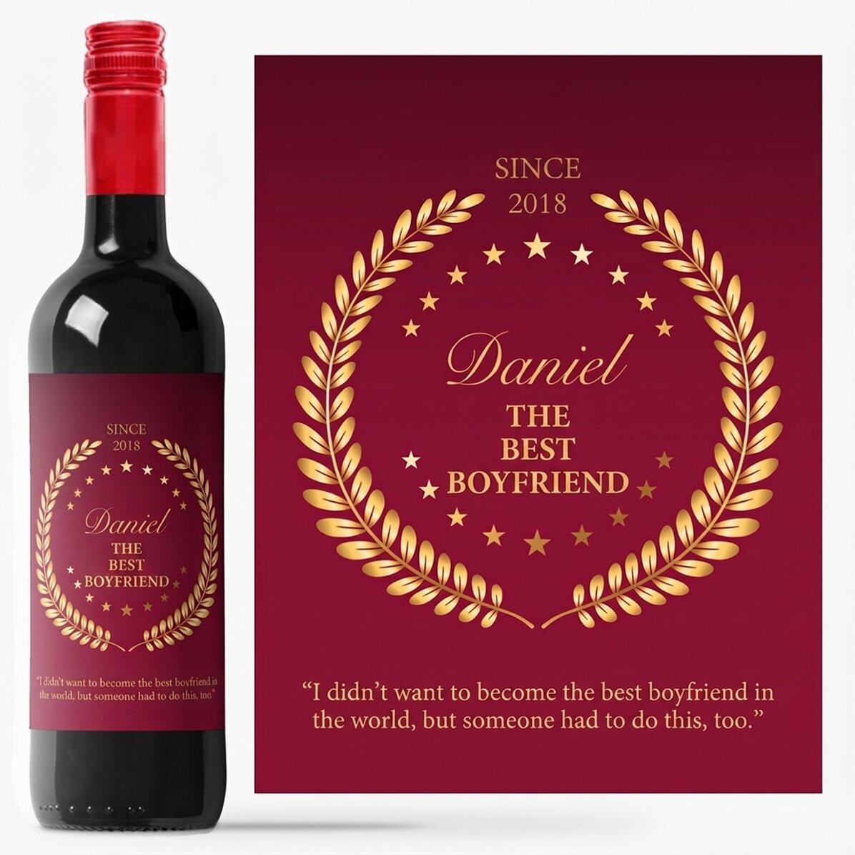 Personalised wine with text for your boyfriend - The best boyfriend