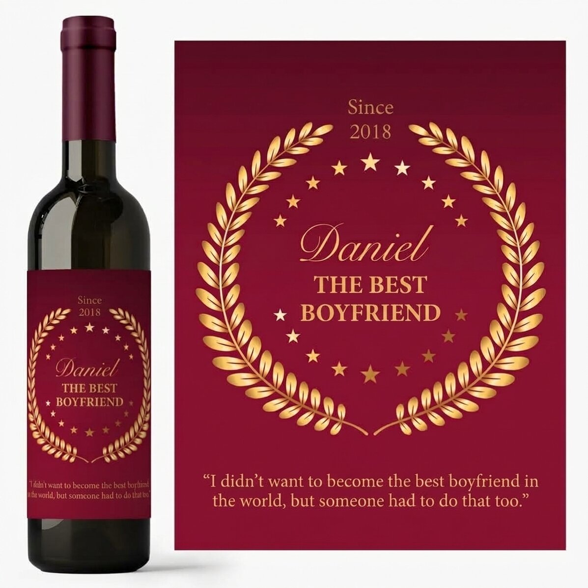 Personalised wine with text for your boyfriend - The best boyfriend