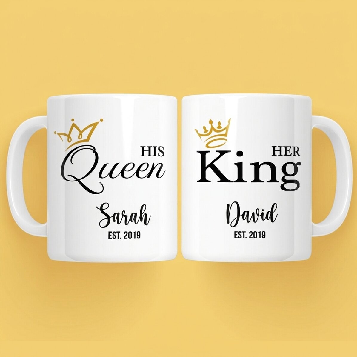 Mugs for couples with text - King & Queen