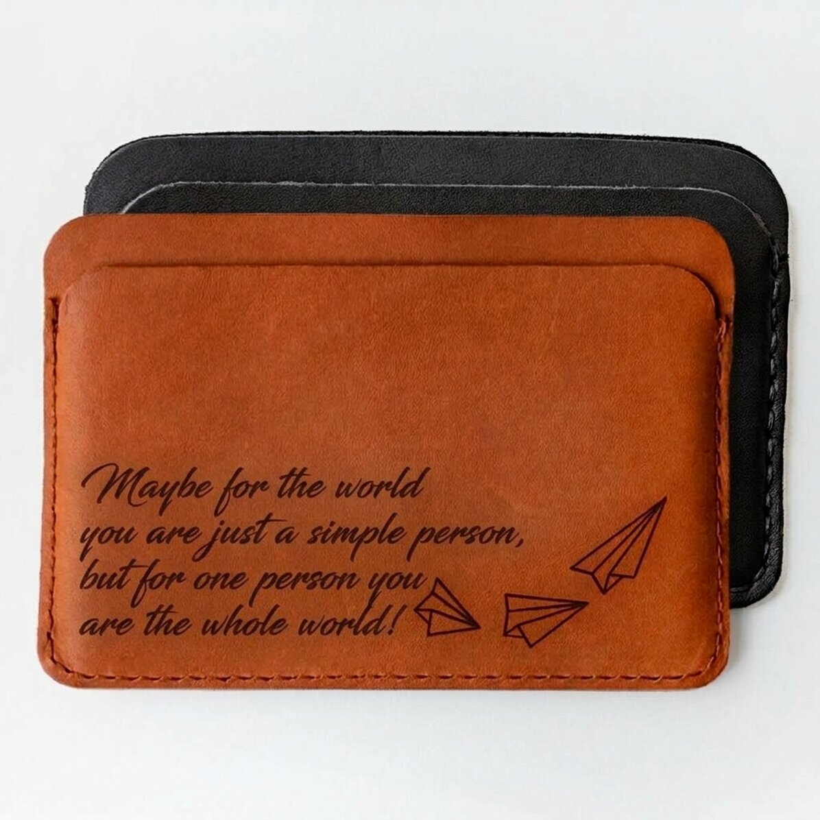 Personalised leather wallet with message - You are the whole world!