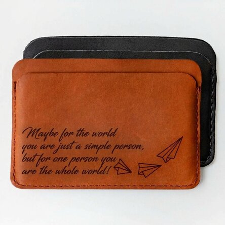 Personalised leather wallet with message - You are the whole world!