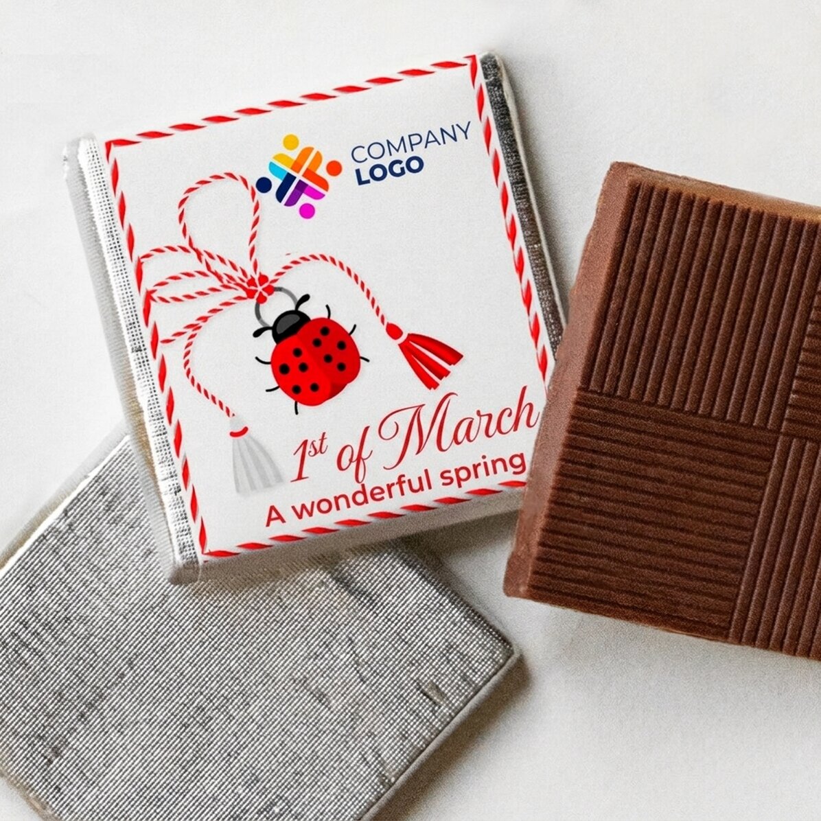 Mini chocolate personalised with logo and text