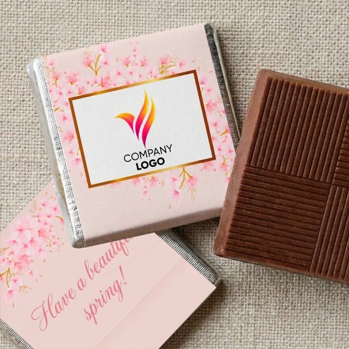 Mini chocolate personalised with logo and message - Spring